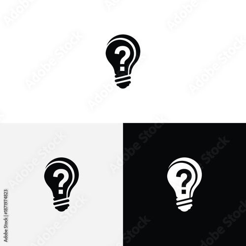 question and lamp logo vector icon illustration