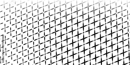 Dotted halftone gradient texture. Fading polka dot background. Repeated dots gradation pattern. Black and white vanishing comic pop art backdrop. Horizontal halftone raster effect wallpaper. Vector