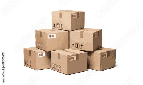 Logistics and delivery concept with cardboard boxes
 vector illustration, easily editable.  