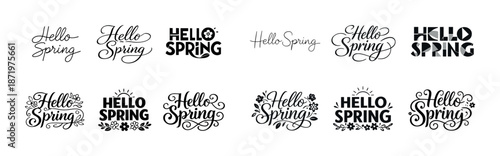 Hello spring text designs collection in various fonts and styles