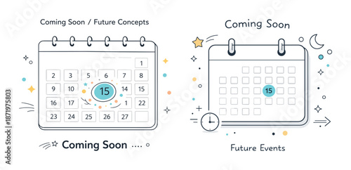 Calendar concepts indicating future events with decorative icons