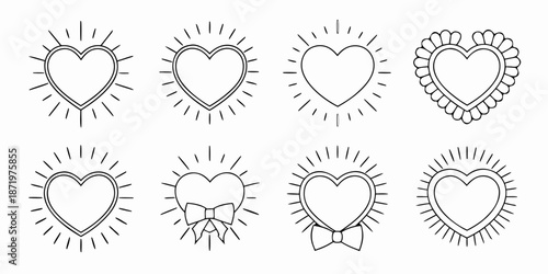 Collection of decorative heart line art designs for various romantic themes