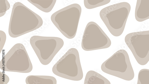 Seamless minimal geometric pattern of various beige triangles on a white background, showcasing a repeating design with subtle shading.