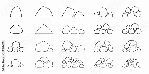 Arrangement of simple geometric shapes circles triangles and groupings