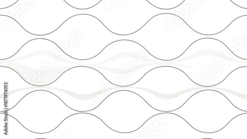 A seamless minimal geometric pattern of wavy gray lines on a white background with a subtle shadow effect.