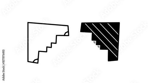 Architectural molding profile cross section vector graphic featuring detailed corner bracket outline and solid filled illustration for trim design