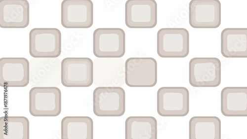 Seamless minimal geometric pattern of beige squares on a white background, creating a repeating design with subtle shading and depth.