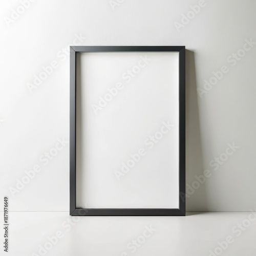 Empty picture frame leaning against wall