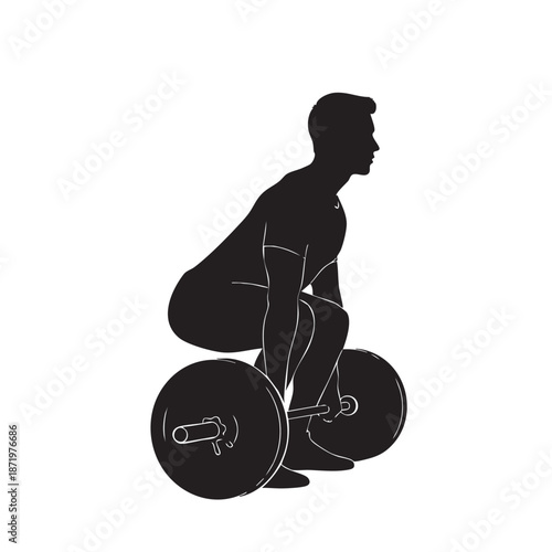 Deadlift Silhouette: A monochrome illustration captures the strength and focus of an athlete performing a deadlift. The stark contrast highlights the form, emphasizing the dedication to fitness.