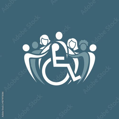 Inclusive community embracing diversity and disability with unity symbol