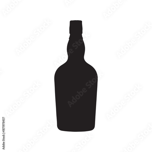 Vintage whisky bottle silhouette vector illustration on white background