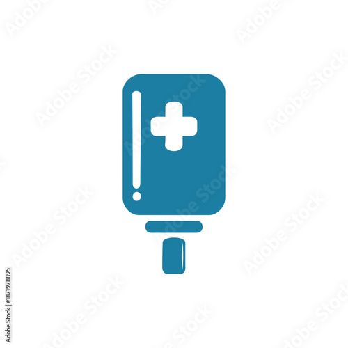 Medical vector logo template of infusion bag with simple appearance