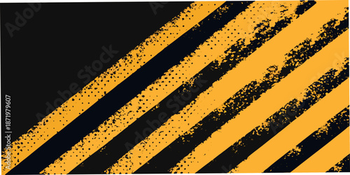 Diagonal yellow and black stripes with a rough textured appearance