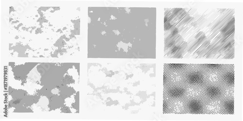 Abstract grayscale patterns a composition of textures and varying densities