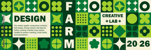 Bold geometric mosaic agriculture pattern for modern poster background.