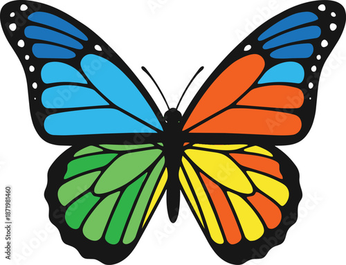 Colorful Butterfly Illustration with Vibrant Wing Patterns.