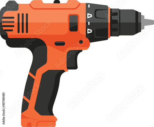 Orange and Black Cordless Power Drill Tool.