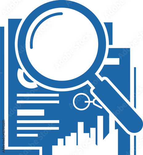 Magnifying Glass Over Business Data Analysis Report.