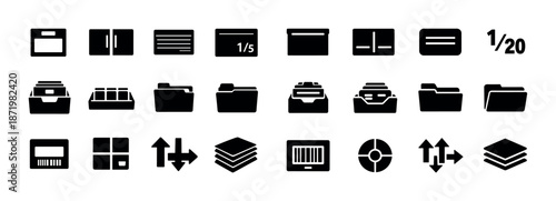 Set of file and folder icons for document organization and management