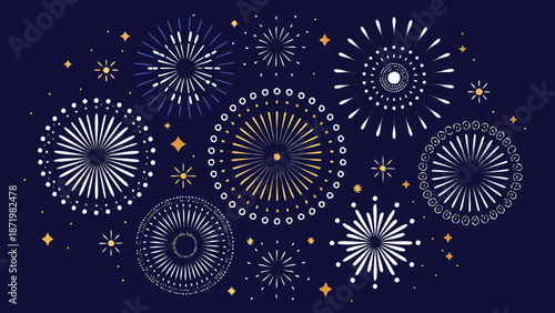 A vibrant display of fireworks illuminating a dark celebratory night sky