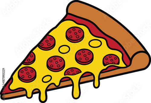 Delicious Pepperoni Pizza Slice with Melting Cheese.