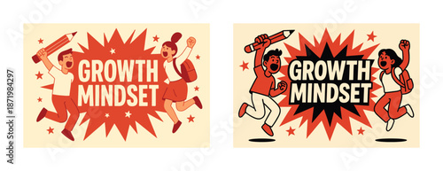 Energetic students embracing growth mindset with enthusiasm and laughter