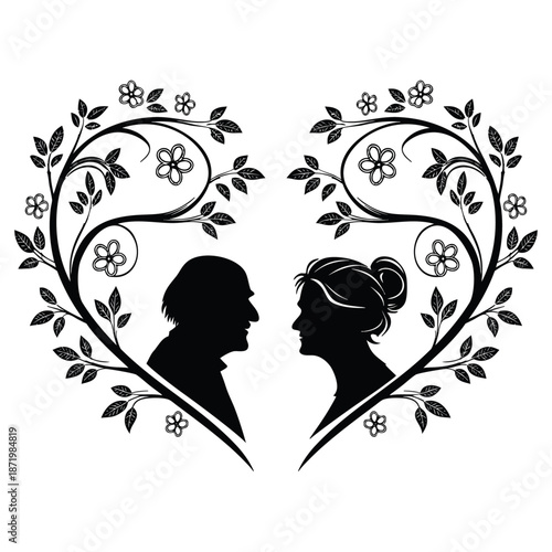 vector illustration of a couple with flowers