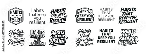 Variety of typography styles for resilience-themed text designs