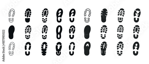 Variety of shoe print patterns: diverse footprint designs collection