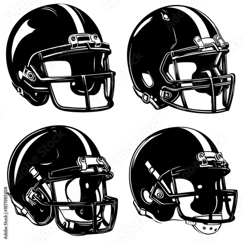 A blue and red American football helmet illustration showing protective sports equipment used by players during the game