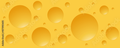 Swiss cheese pattern. Edam or maasdam slice porous yellow square background,