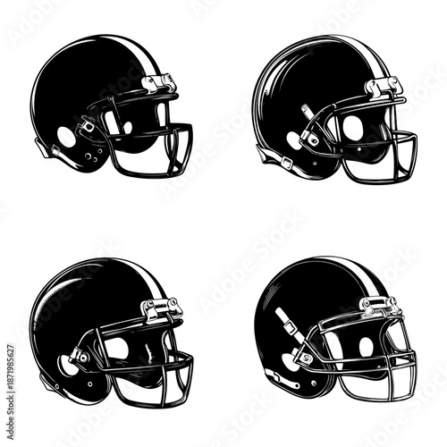 A blue and red American football helmet illustration showing protective sports equipment used by players during the game