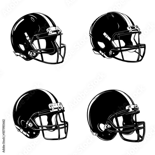 A blue and red American football helmet illustration showing protective sports equipment used by players during the game
