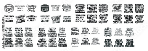 Motivational quotes collection on consistency, strength, daily action, and habits