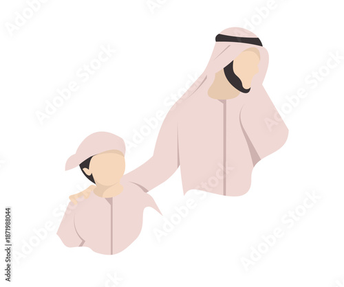 Illustration of an Arab Father and Son