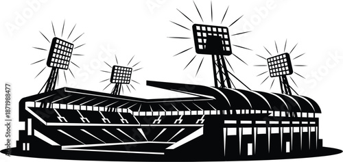 Modern Sports Stadium Bright Floodlights Arena Event Graphic with vector illustration