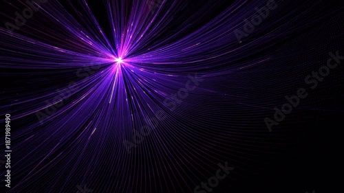Abstract purple light burst with dynamic energy lines background animation