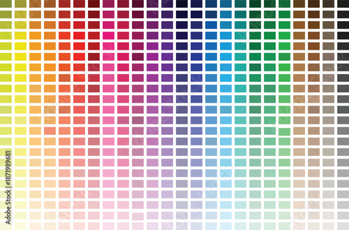 A vibrant and comprehensive color palette showcasing various shades and hues in a vector design