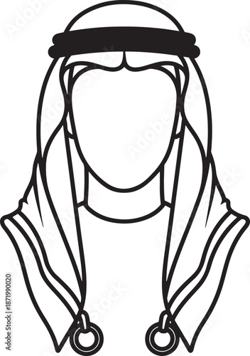 Traditional arab man wearing keffiyeh and agal Vector