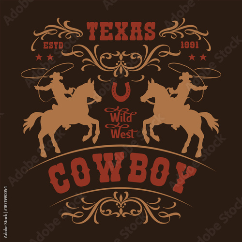 Cowboy design with horses