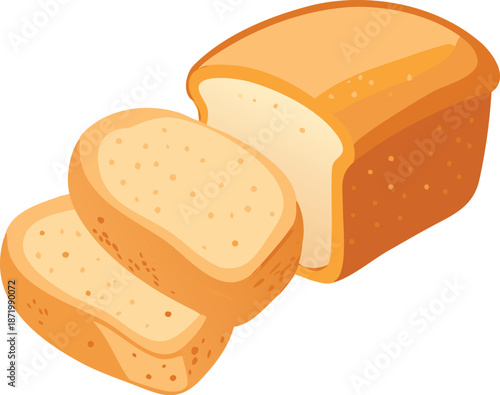 A delightful illustration showcases a sliced loaf of golden brown bread simple and