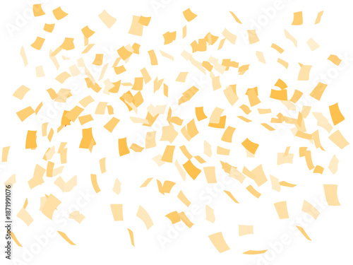 黄色の紙吹雪が舞うお祝い素材 /Yellow Confetti Falling Vector