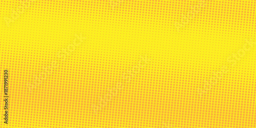 Yellow halftone gradient banner with dotted comic background, vector pop art gradation, and halftone texture pattern; yellow and orange dots with retro game duotone effect, anime and manga style backg