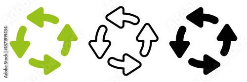 リサイクル循環矢印アイコンセット/Recycling Loop Arrow Icon Set