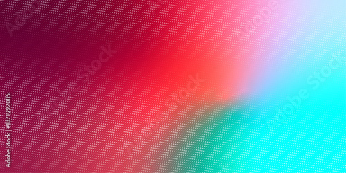 Abstract dotted gradient background with red, pink, and cyan tones
