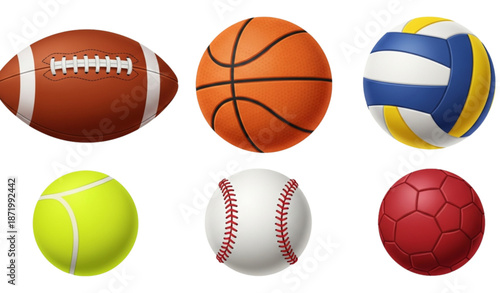 Realistic sports balls vector set isolated on white background