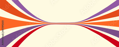 Abstract colorful 70s background vector. Vintage retro wallpaper with rainbow stripes and wavy lines. A 1970 color illustration suitable for posters, banners, decorative items and wall art.