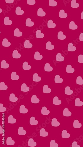 Seamless Pink Heart Pattern Animation, Loopable Background for Valentine's Day. vertical video
