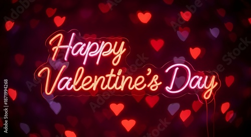 Wallpaper Mural Neon Happy Valentines Day sign with heart shaped bokeh lights neon sign heart shaped lights Torontodigital.ca
