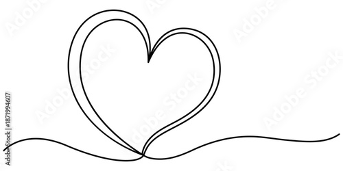 love continuous one line drawing, Continuous one line heart drawing vector illustration. love symbol. romantic design element. abstract line . valentine and relationship concept. 